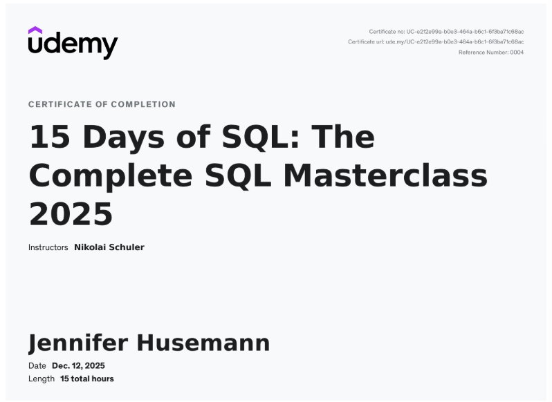 SQL Certificate